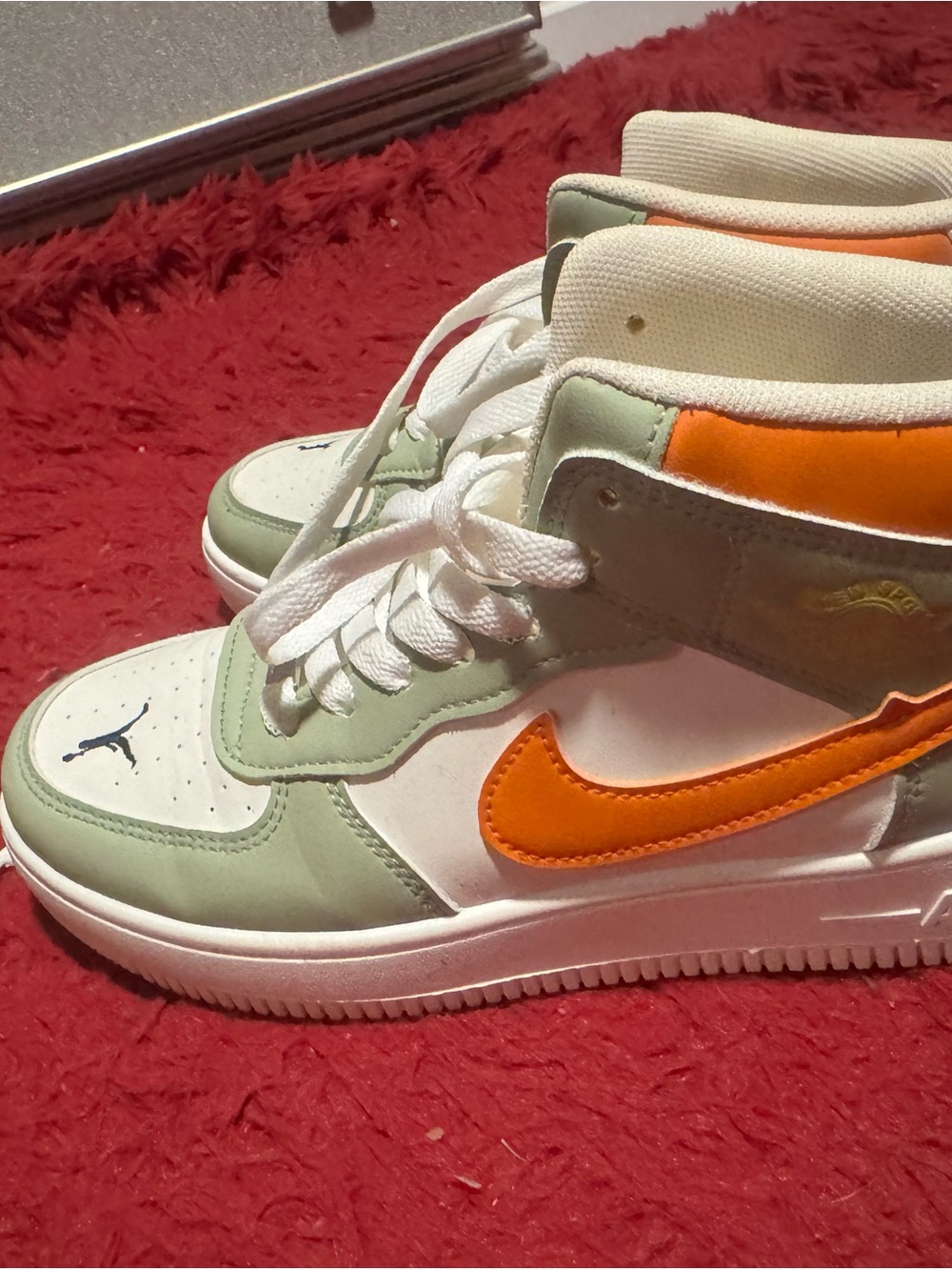 Nike Kids High-Top Sneakers - White, Sage & Orange